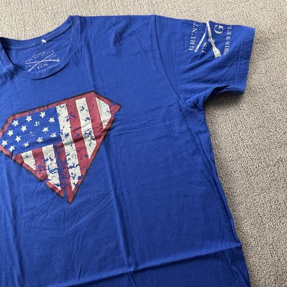 Grunt Style Shirt Adult Extra Large Blue Short Sleeve USA Patriot Casual Men's - Picture 4 of 14